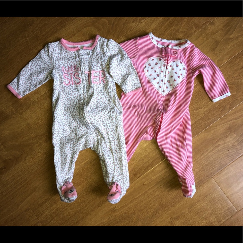 🐥Pair Girls 3 Month Footed Pajamas